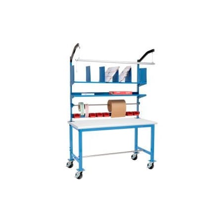 GLOBAL EQUIPMENT Mobile Packing Workbench W/Riser Kit, Laminate Safety Edge, 60"W x 36"D 412454A